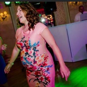 Floral Salmon Colored Scuba Dress